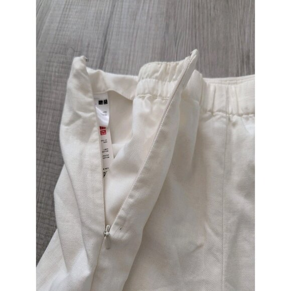 Nwt Uniqlo White Skorts Linen Blend Highrise Pocket Sz M Zipper Side 29"X3" - Picture 7 of 11